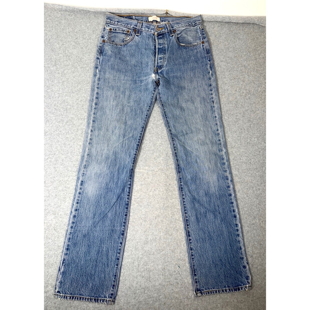 Levis 501 Jeans Mens Original Fit Button Fly Straight Leg Cotton Blue W33 L31
